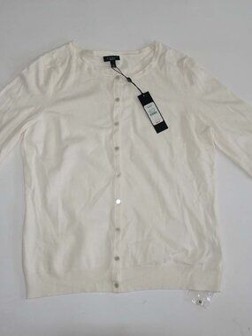 Talbots Women's Cardigan Sweater Small NWT Light Beige Long Sleeves Rayon Nylon